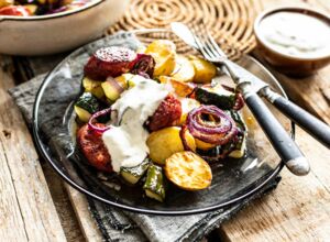 Rezept für mediteranen Kartoffelsalat mit Chorizo Mediteraner Kartoffelsalat mit Chorizo