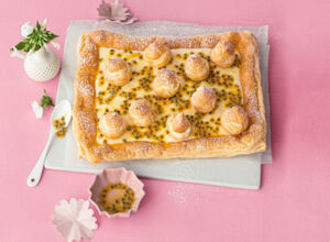 Windbeutel Tarte mit weißer Schokocreme