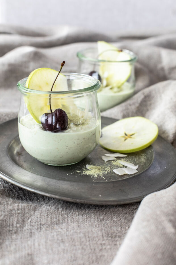 Matcha Oats Overnight Oats mit Matcha und Ananastopping