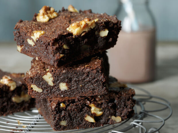 Brownies Ein Stapel mit Brownies