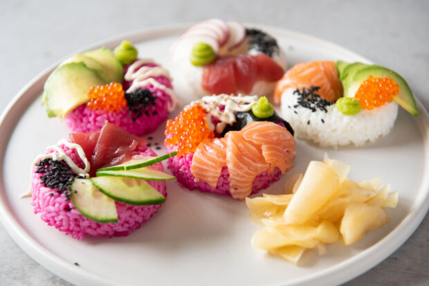Selbst gemachte Sushi-Donuts sushi-donuts