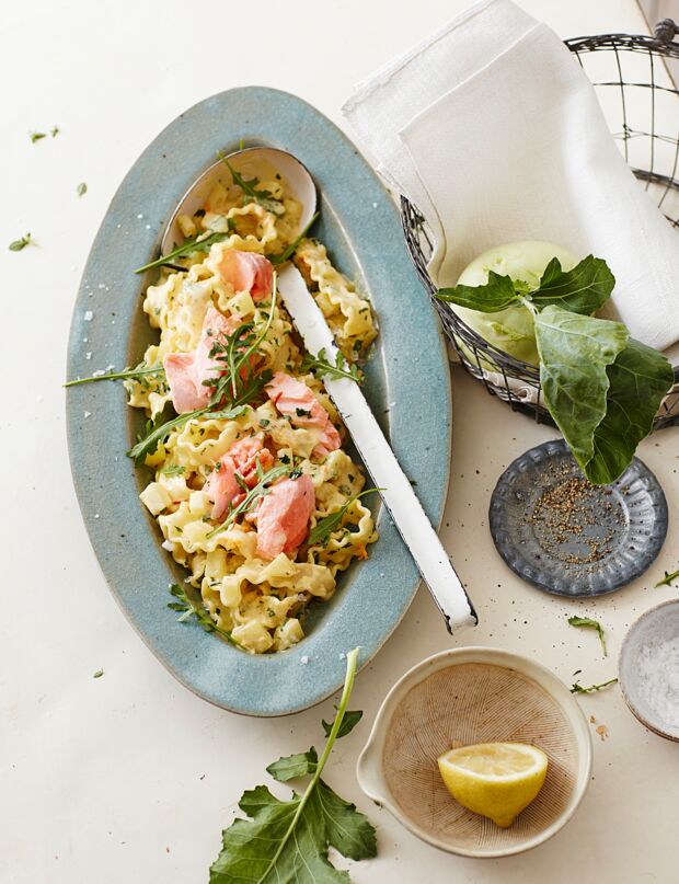 Lachs mit Bandnudeln Lachs mit Bandnudeln
