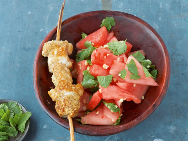 Melonensalat mit Seeteufel melonensalat