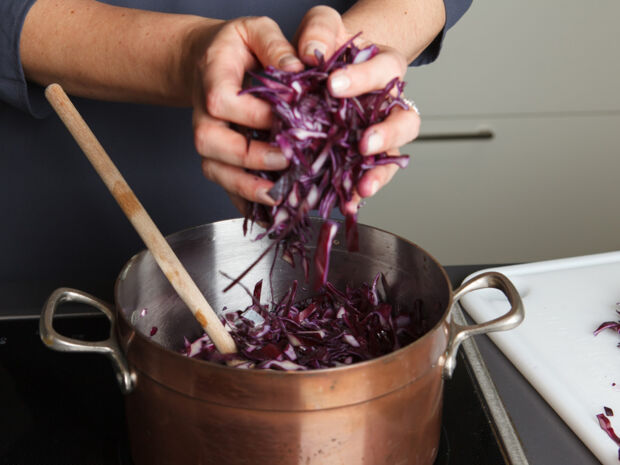 Kohl hinzugeben Rotkohl kochen