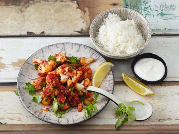 Blumenkohl-Curry mit Reis