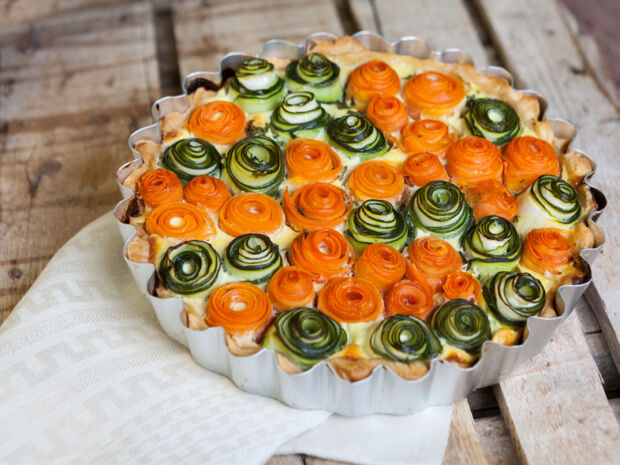 Zucchini Quiche in Rosenform Zucchini Quiche in Form von Rosen