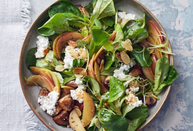 Seasons_13438284_HiRes_Fitness_Salat_mit_Apfel_koernigem_Frischkaese_und_Champignons